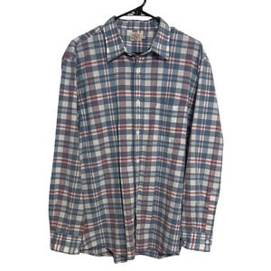 Faherty Mens Button Down Shirt Plaid L 100% Cotton‎ Outdoor Casual